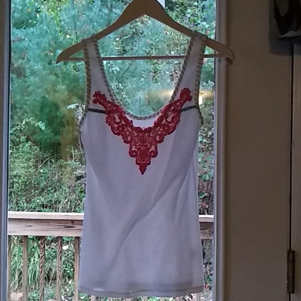Embroidered Free People medium tank top